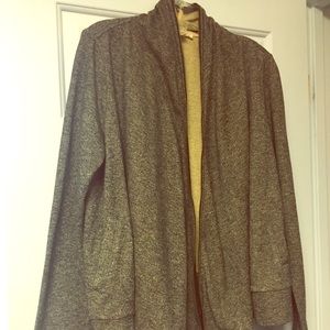 Zipper cardigan tan/black material